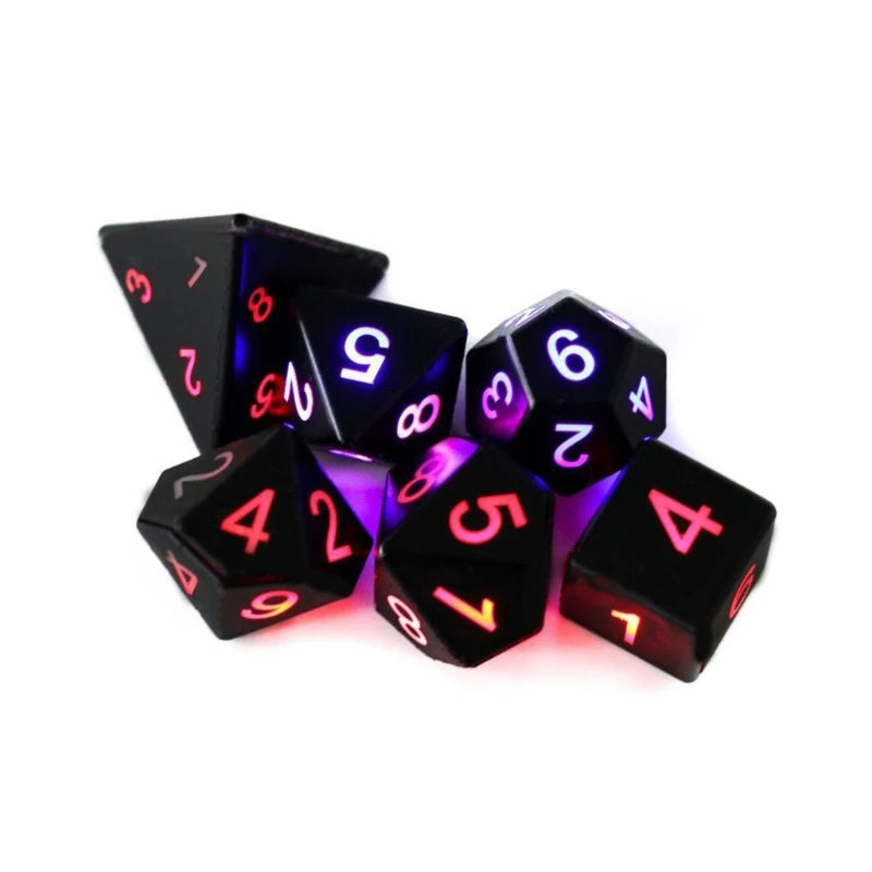 Glowing Polyhedral 7pcs Set Luminous-RPG-Dice Set,Light Up DND-Dice Set for Dungeons-and-Dragons RPG-Table-Games Glowing LED Dic
