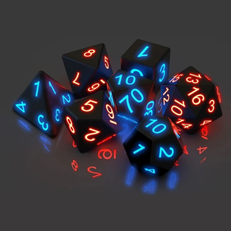 Glowing Polyhedral 7pcs Set Luminous-RPG-Dice Set,Light Up DND-Dice Set for Dungeons-and-Dragons RPG-Table-Games Glowing LED Dic