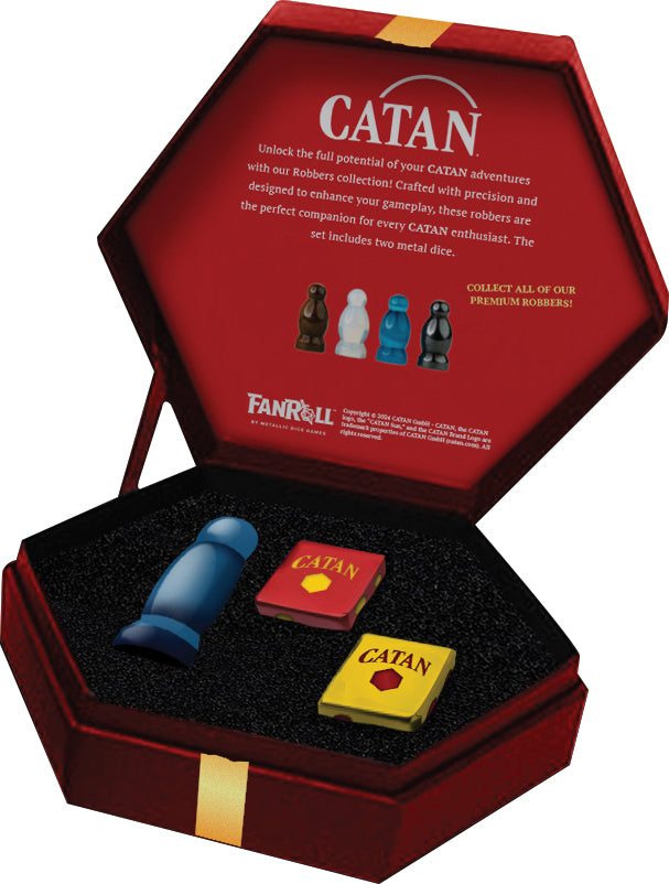 Catan: Cat's Eye Aquamarine Premium Gemstone Robbers with Metal Dice