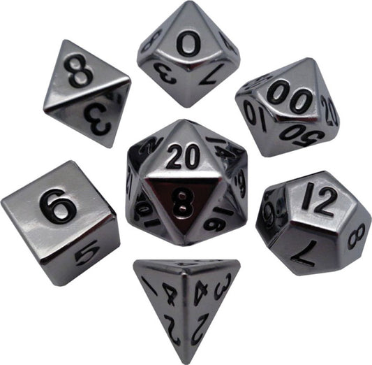 16mm Silver Painted Metal Polyhedral Dice Set