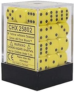 Chessex - Yellow/Black 16mm d6 (12 dice)