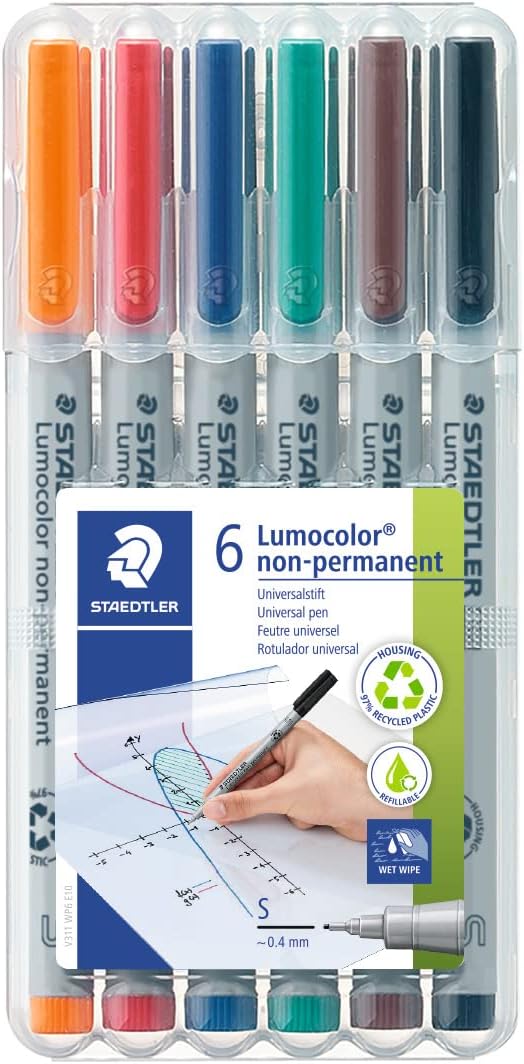 6 Lumocolor non-permanent markers