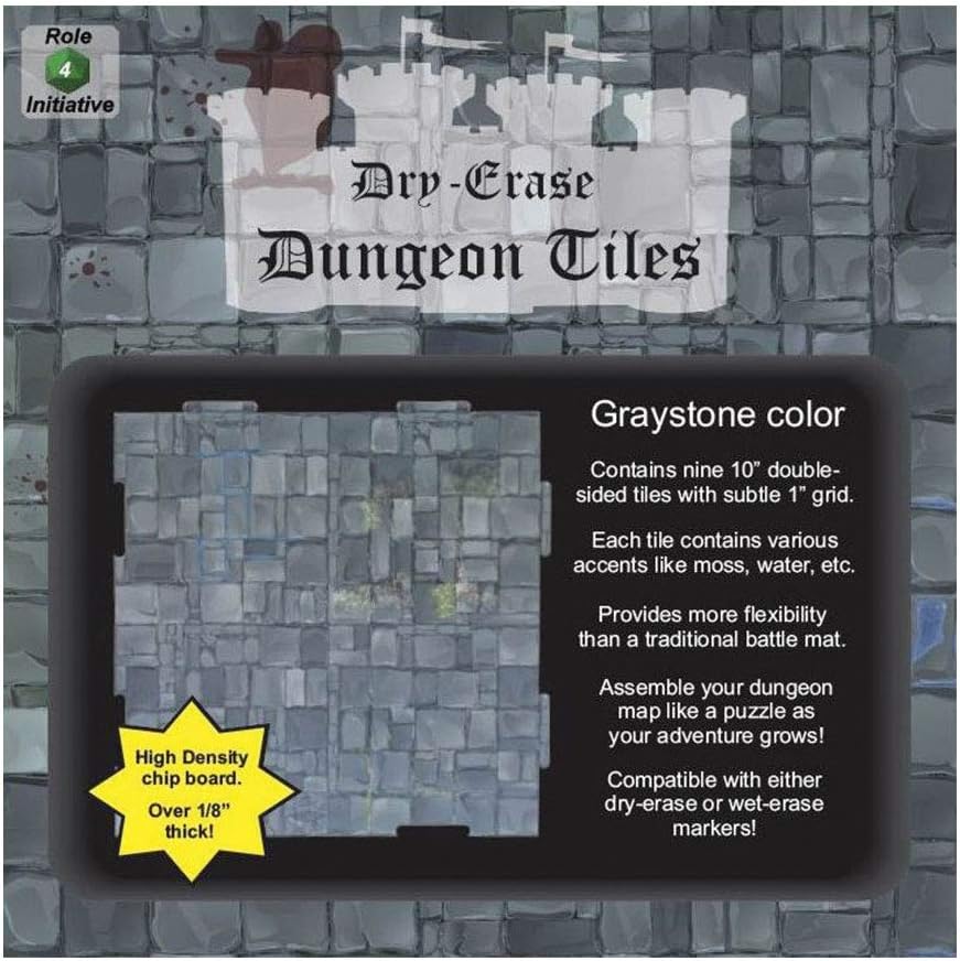 Dry Erase Dungeon Tiles: Greystone - pack of 36 Five-Inch Squares