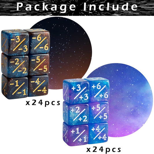 48-Piece Magic: The Gathering Token Dice Counters (Marble Cube, Glitter Sparkle Starry Sky)