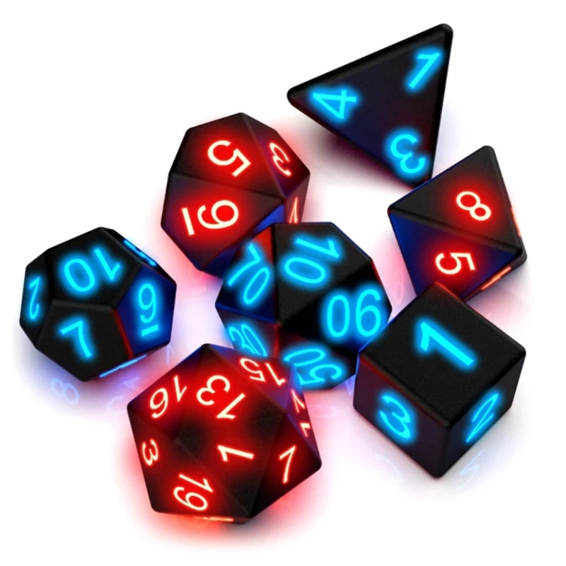 Glowing Polyhedral 7pcs Set Luminous-RPG-Dice Set,Light Up DND-Dice Set for Dungeons-and-Dragons RPG-Table-Games Glowing LED Dic