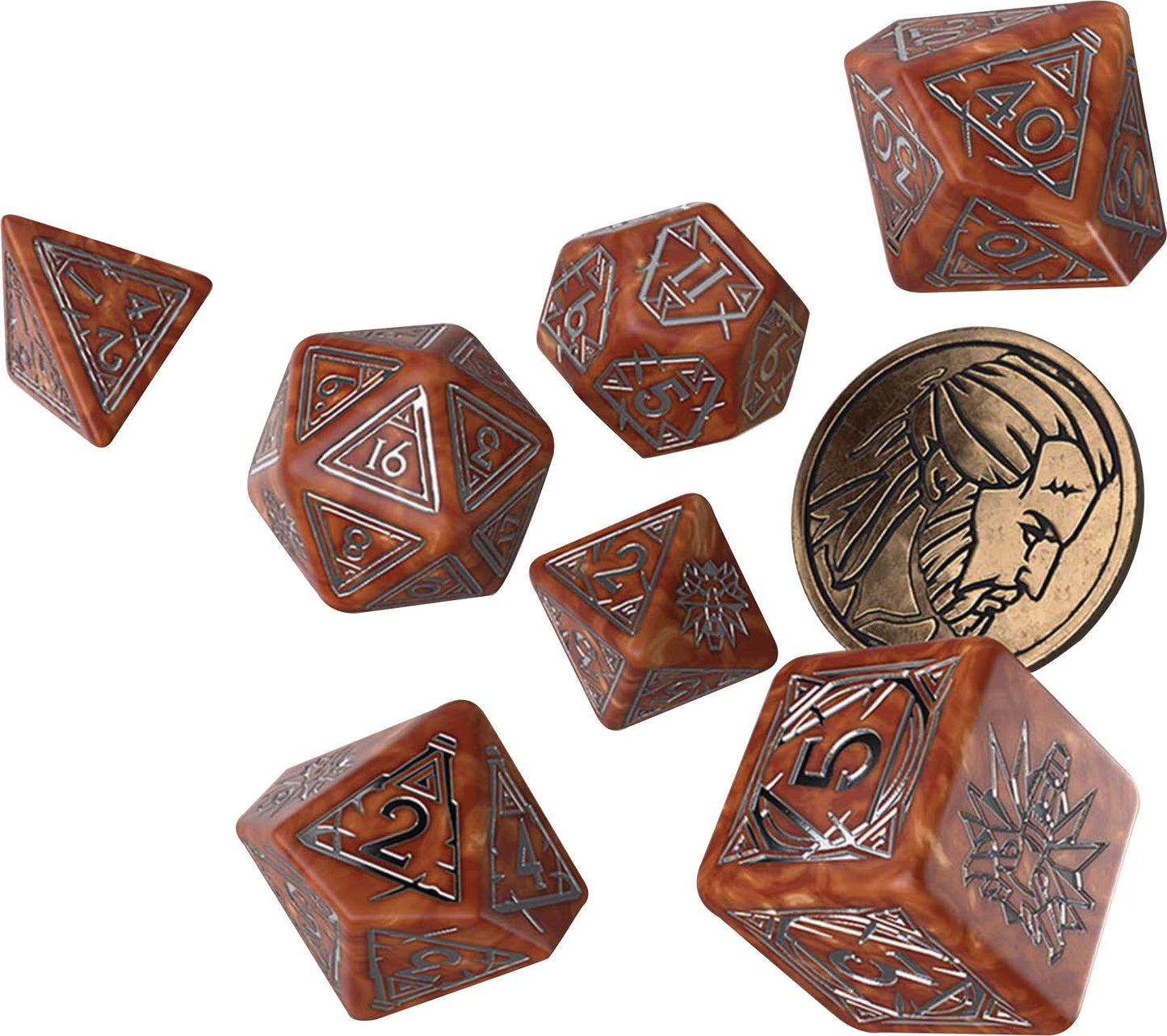 The Witcher Dice Set: Geralt (caramel/silver)