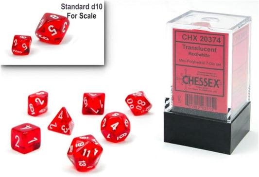 Chessex: Translucent Red/White Plastic Polyhedral Dice Set (10mm)